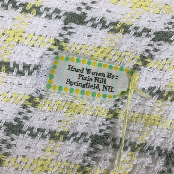 New wTag Hand Woven Cotton Baby Blanket Yellow Gray 50X 35 Shower Gift Excellent